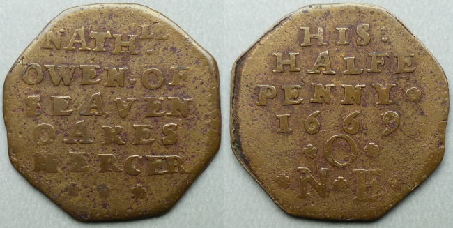Sevenoaks, Nathaniell Owen 1669 halfpenny